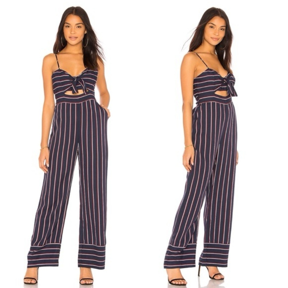 Bardot Lulu Jumpsuit Navy Stripe